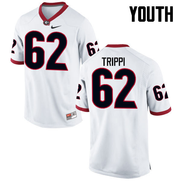 Youth Georgia Bulldogs #62 Charley Trippi College Football Jerseys-White - Click Image to Close